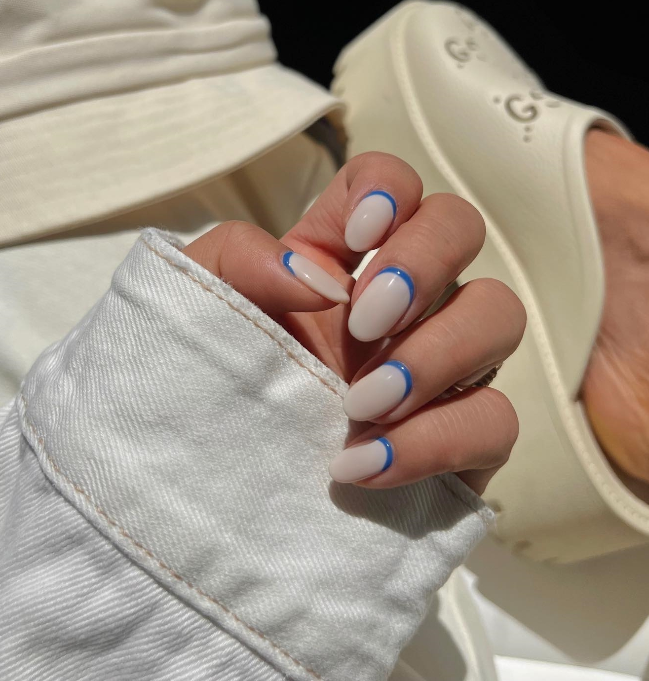 Blue and White Nail Polish Combination