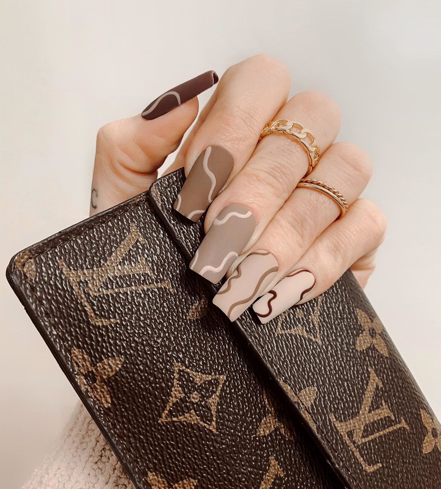 Long Matte Light Brown Nails