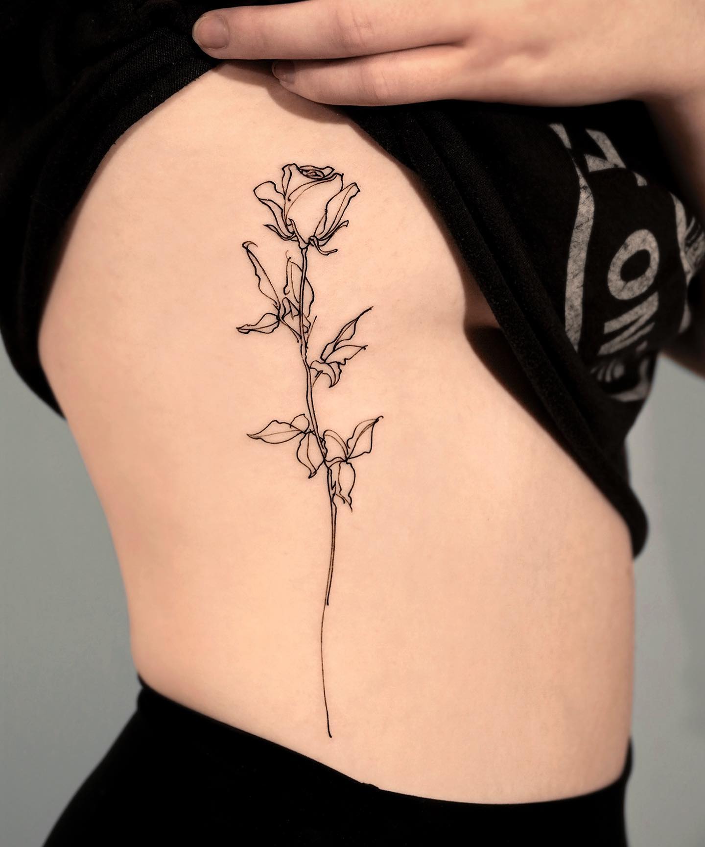 Black Rose Tattoo on Side