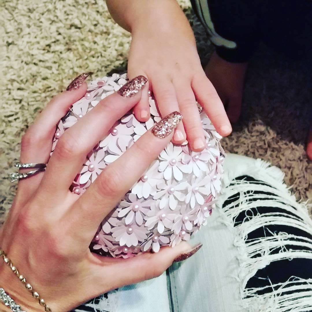 Coffin Rose Gold Nails