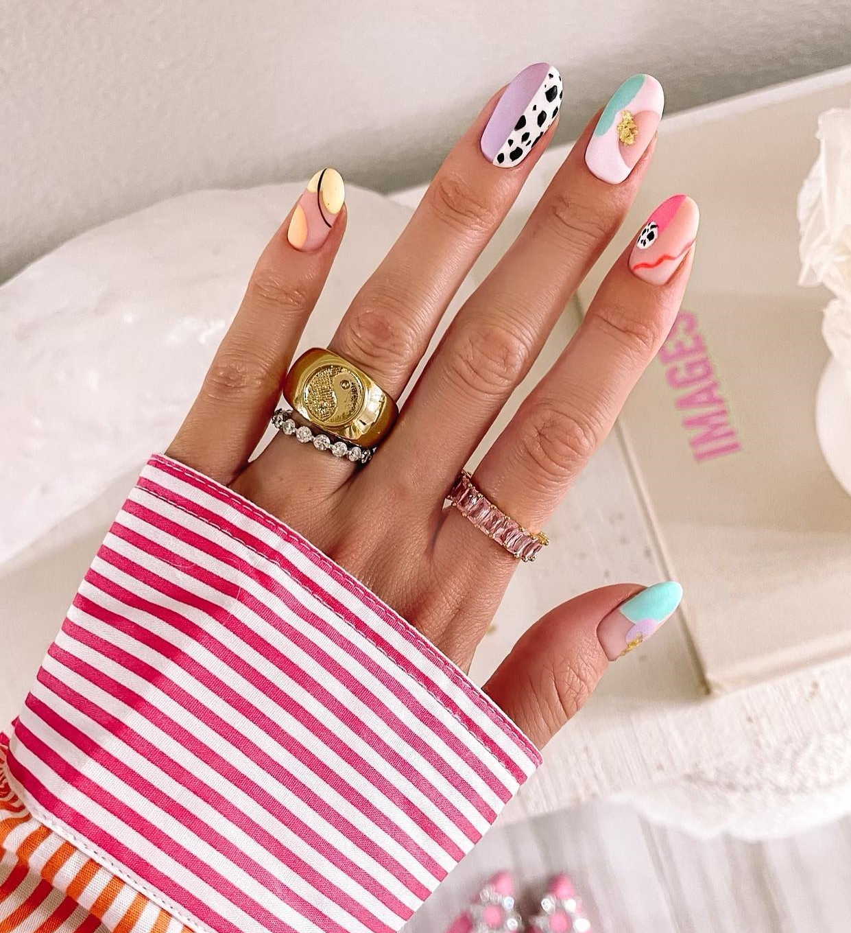 Short Colourful Fun Nails