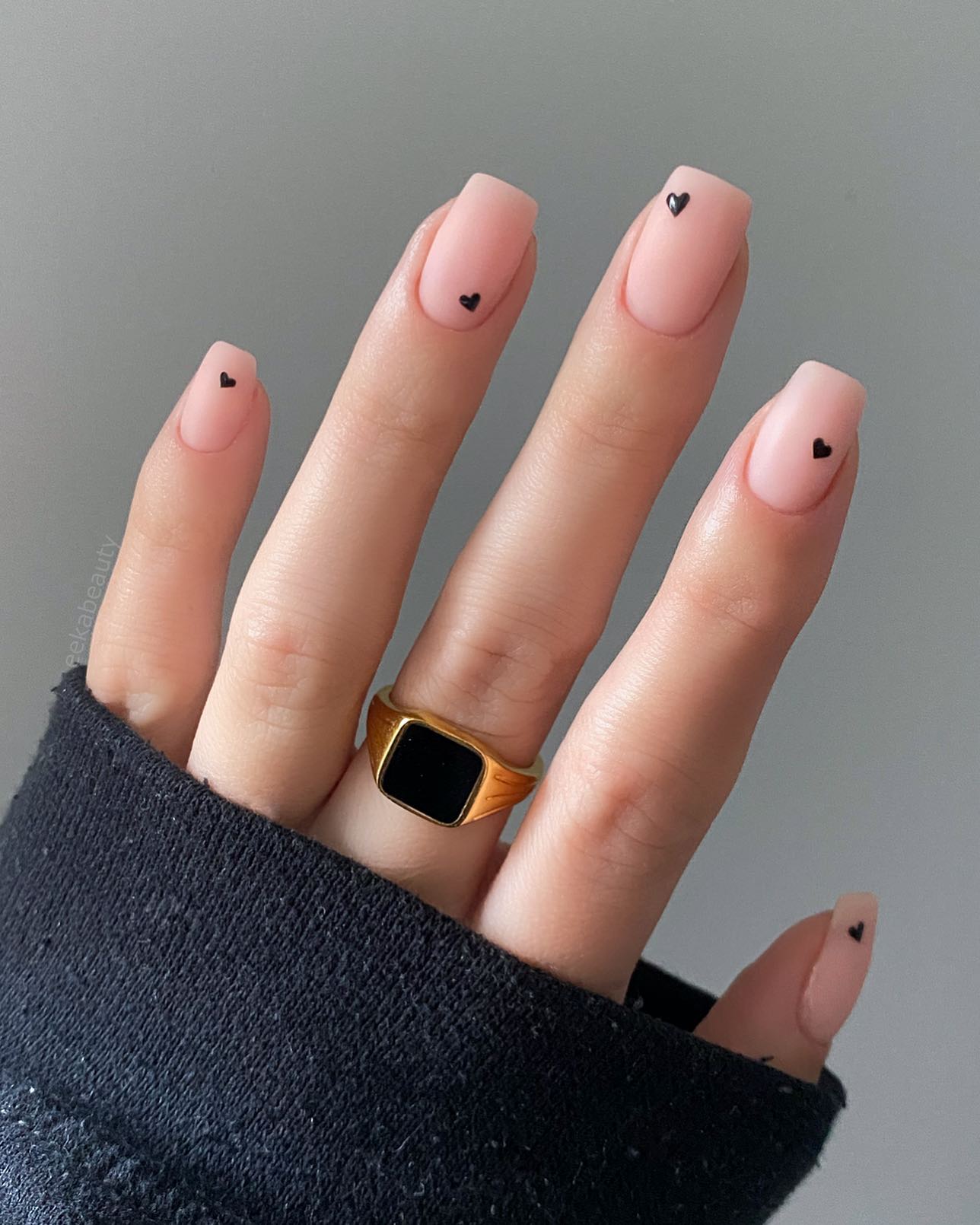 Nude Matte Nail with Heart
