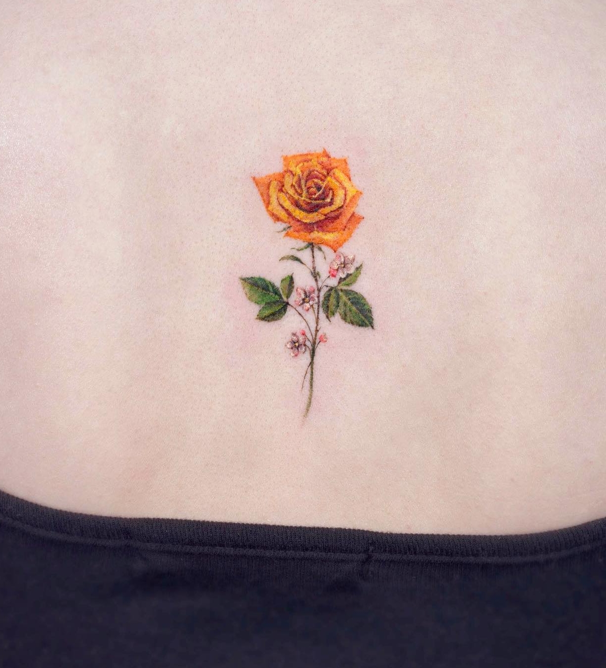 Yellow Rose Tattoo on Back